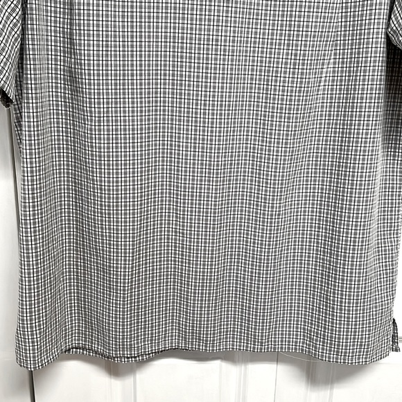 Alfani Black White Plaid Pocket Short Sleeve Shirt Size L - Picture 7 of 7